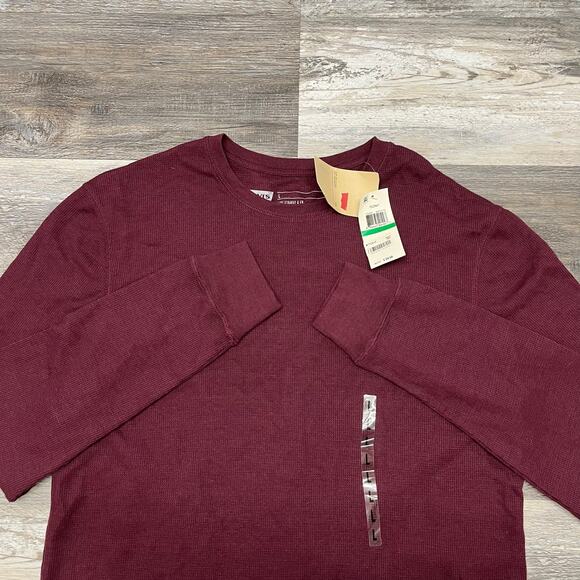 NWT NEW Levis Rodney Wine Red Mens Large Relaxed Fit Waffle Knit Thermal Shirt - Picture 3 of 9